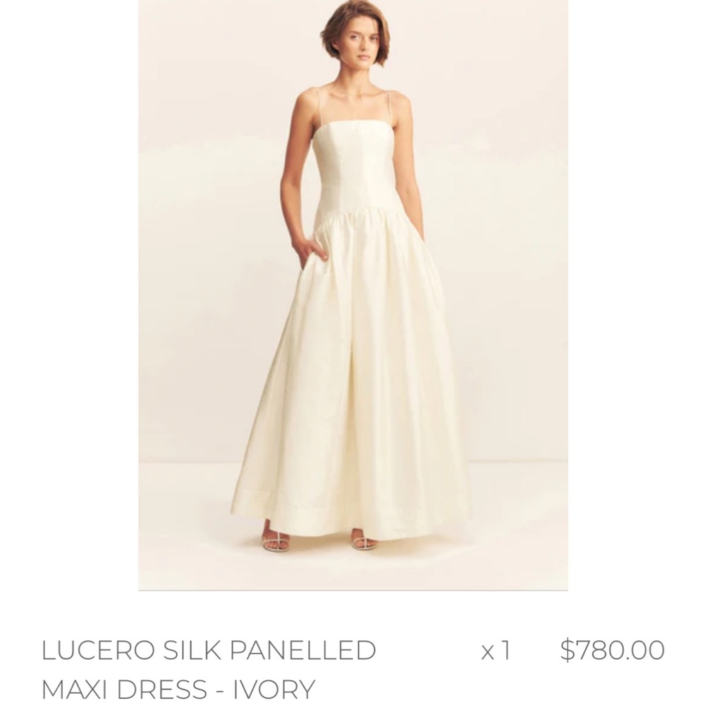Shona Joy Cream Silk Strapless Maxi Dress